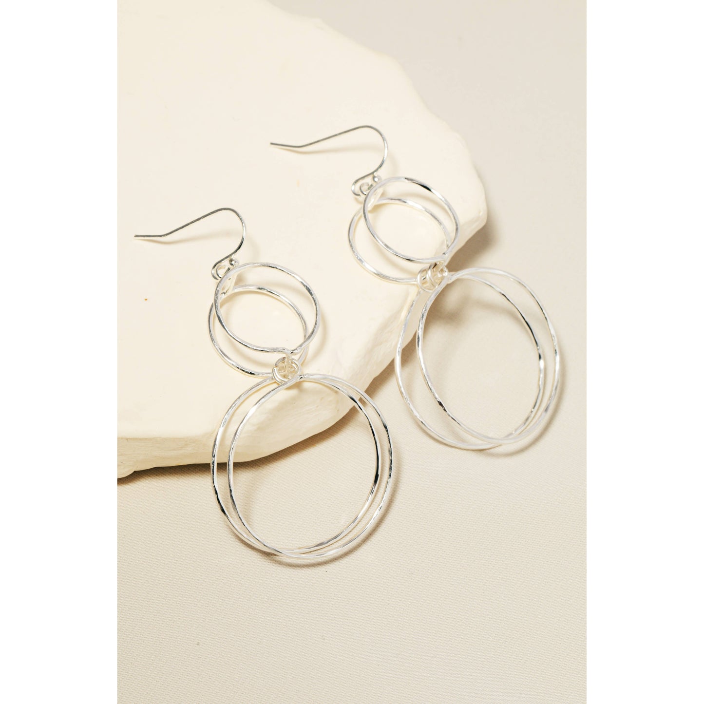 Layered Double Hoop Dangle Hook Earrings