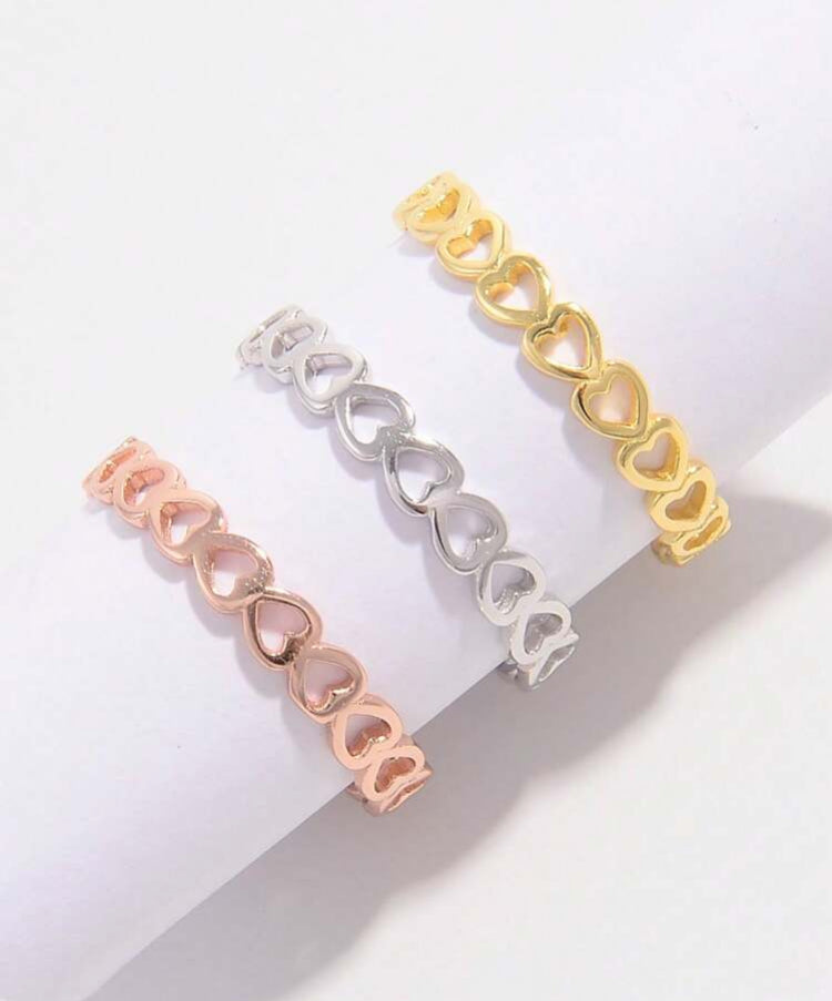 Linked Heart Ring Sterling Silver