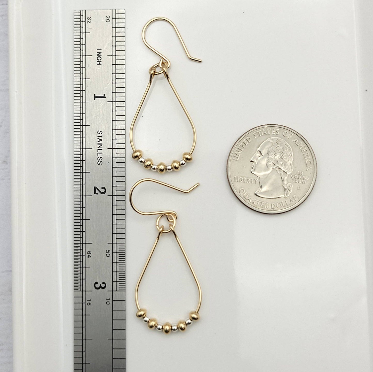 Gold & Silver Teardrop Hoop Earrings