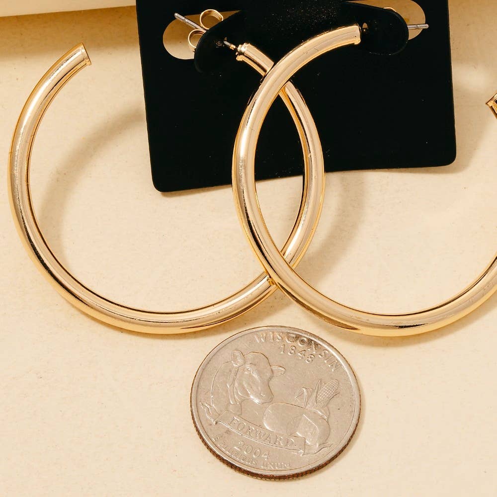 Gold Dipped Large Tube Hoop Earrings