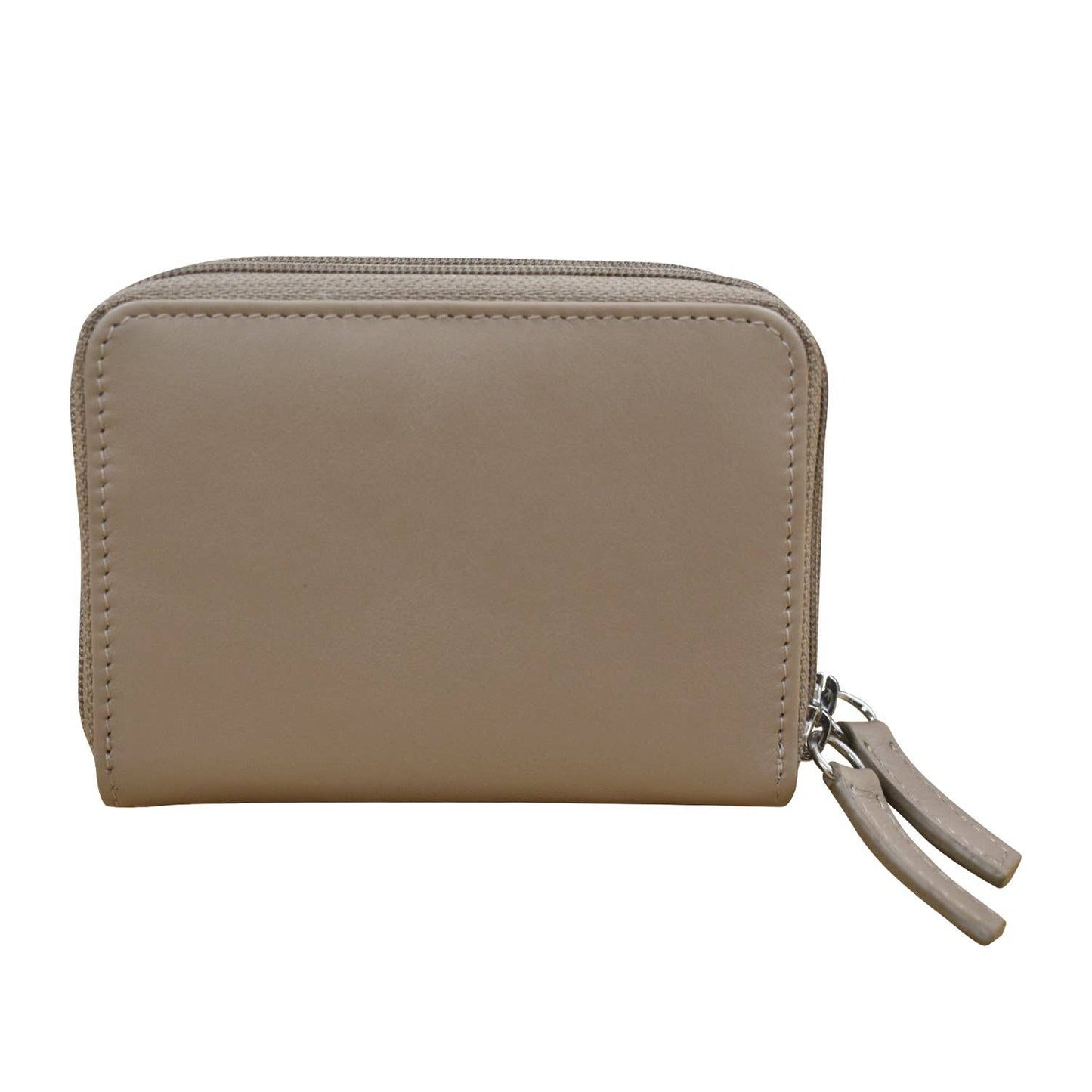 Leather Double Zip Accordion CC Holder W/ ID Window
