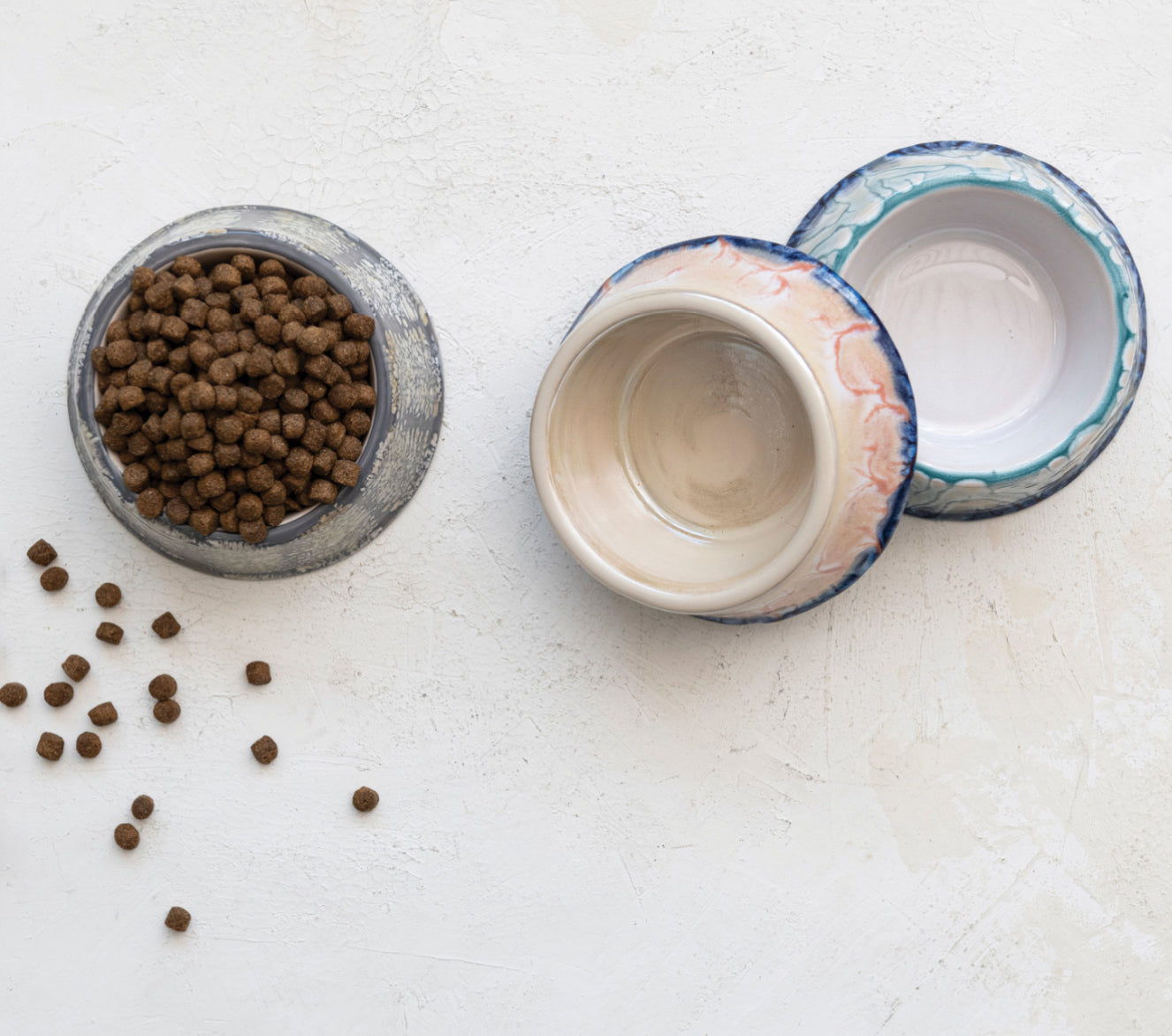 13 oz. Stoneware Pet Bowl, Reactive Glaze, Multi Color, 3 Styles
