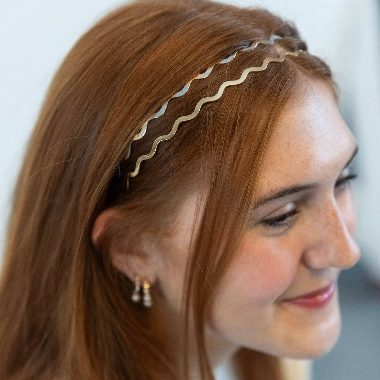 Wavy Metallic Headband Set - Gold + Silver