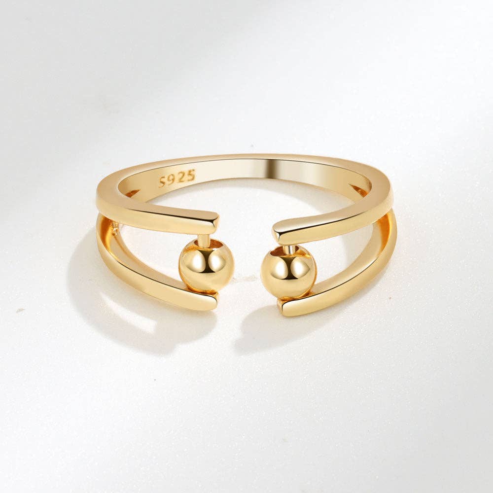 Round Beads Fidget Spinner Ring in Solid Copper