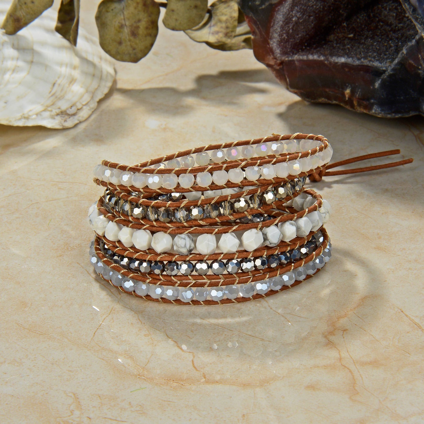 Bicone Multi-Stone Wrap Bracelets