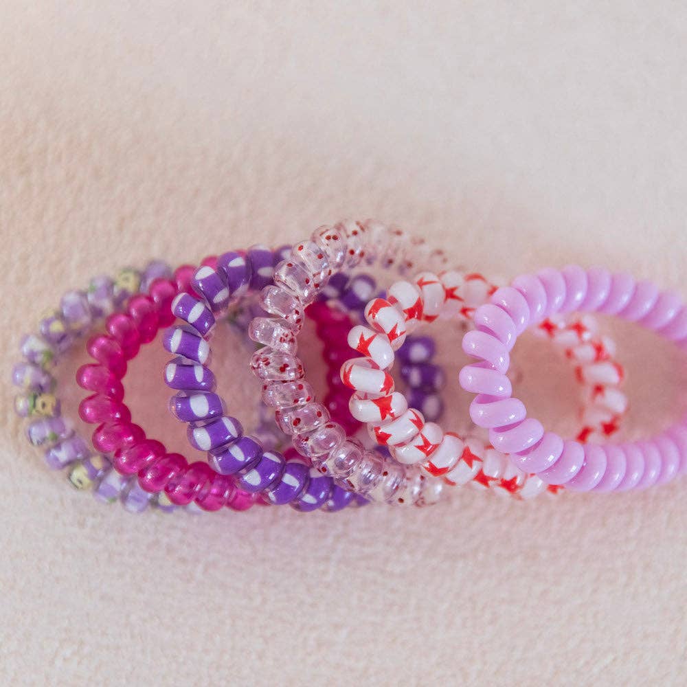 Hair Tie Set - Purple Prints