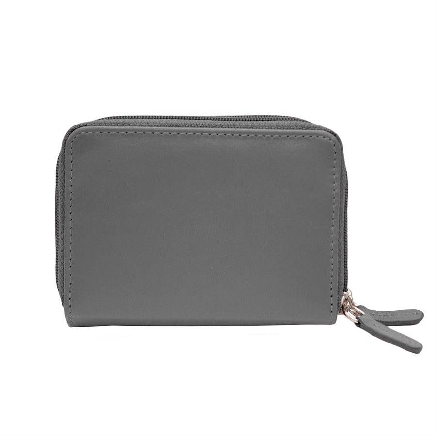 Leather Double Zip Accordion CC Holder W/ ID Window
