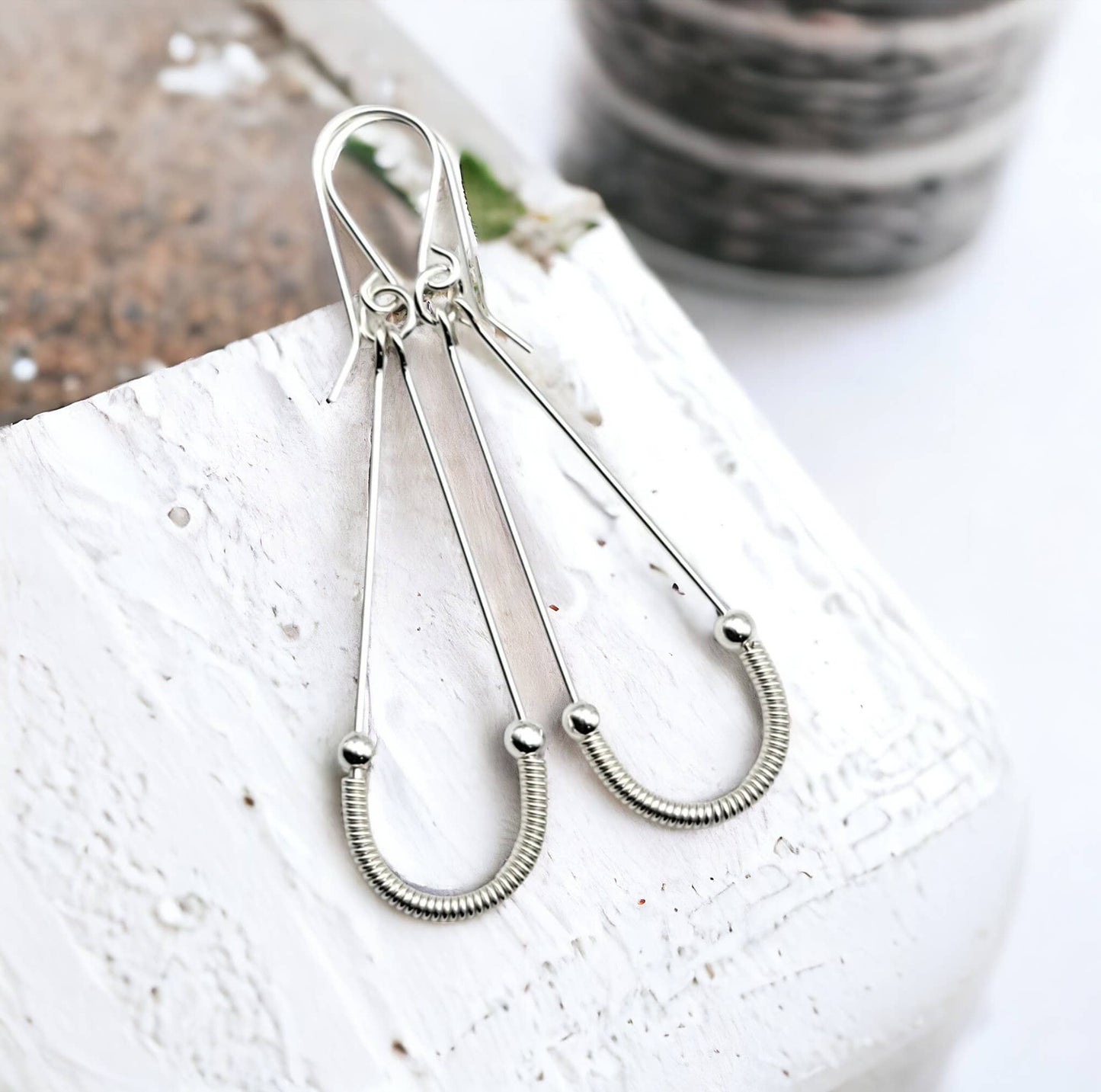 Modern Sterling Silver Coil Hoop Earrings