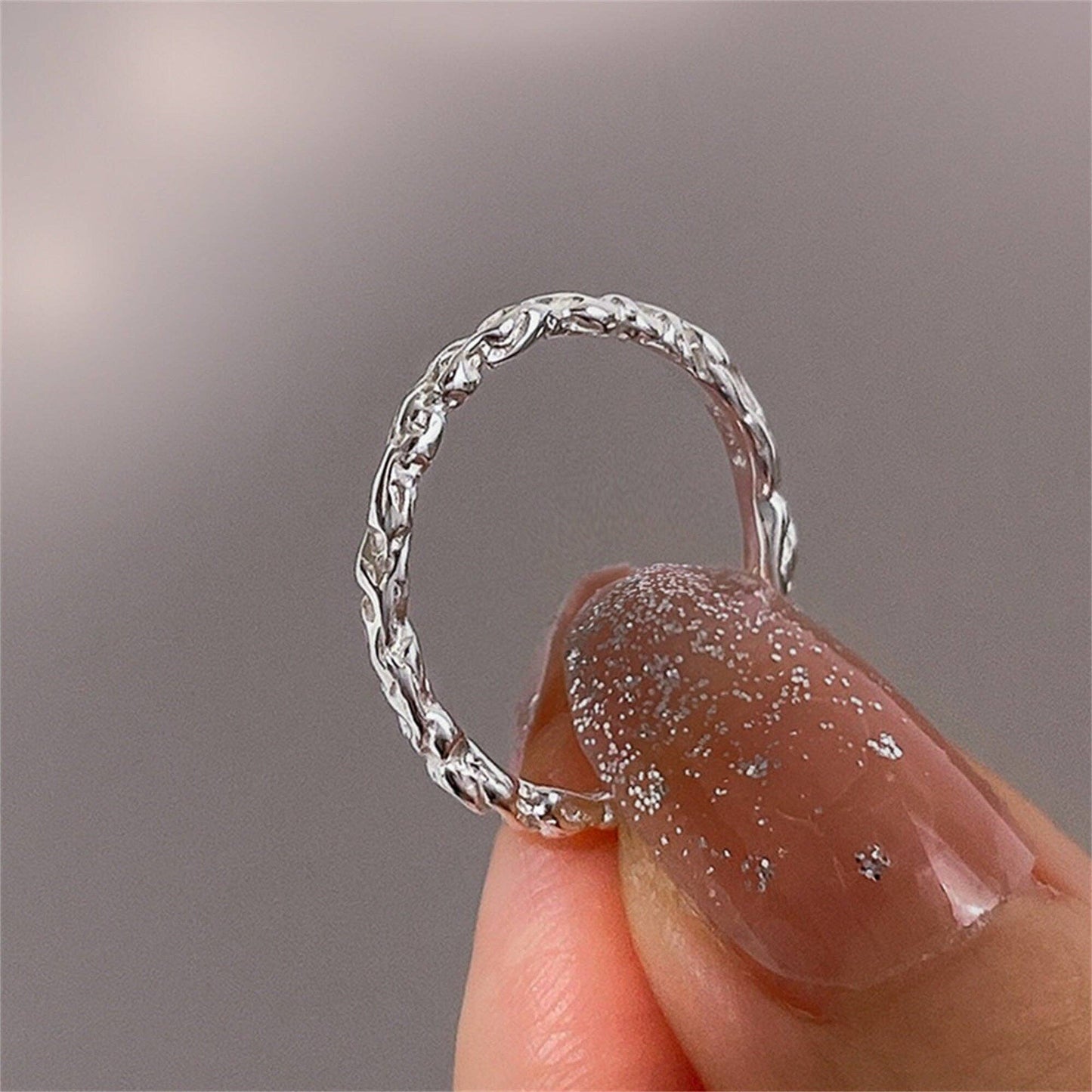 Twist Slim Thin Band Ring in 925 Sterling Silver