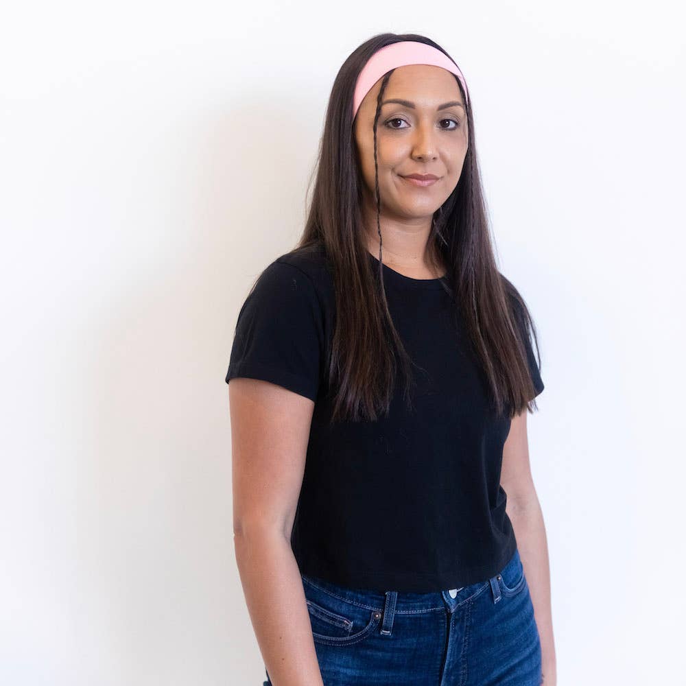 3 Pack of Wide Training Headbands - Blue + Grey + Pink