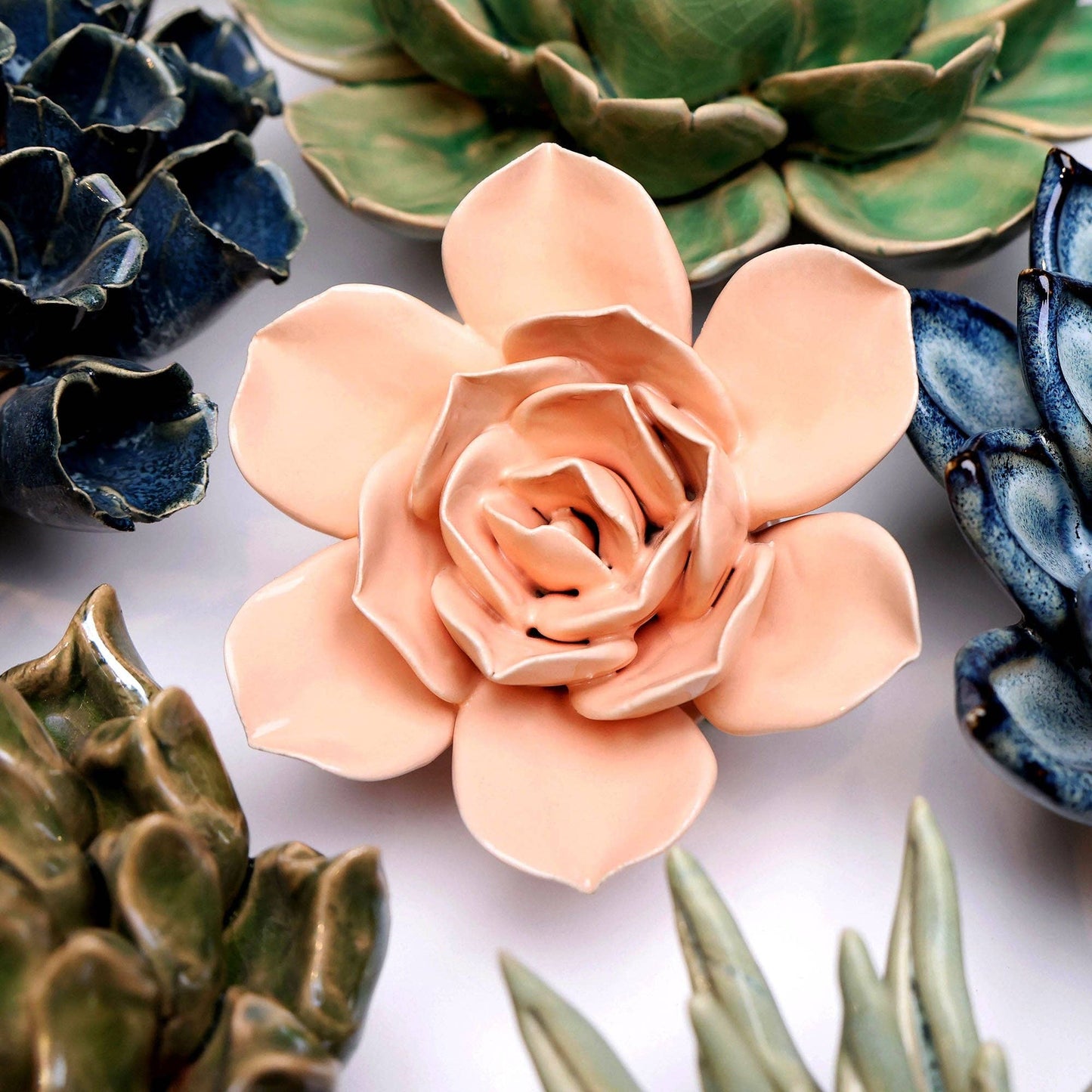 Ceramic Flower Wall Art Flower Pink 6