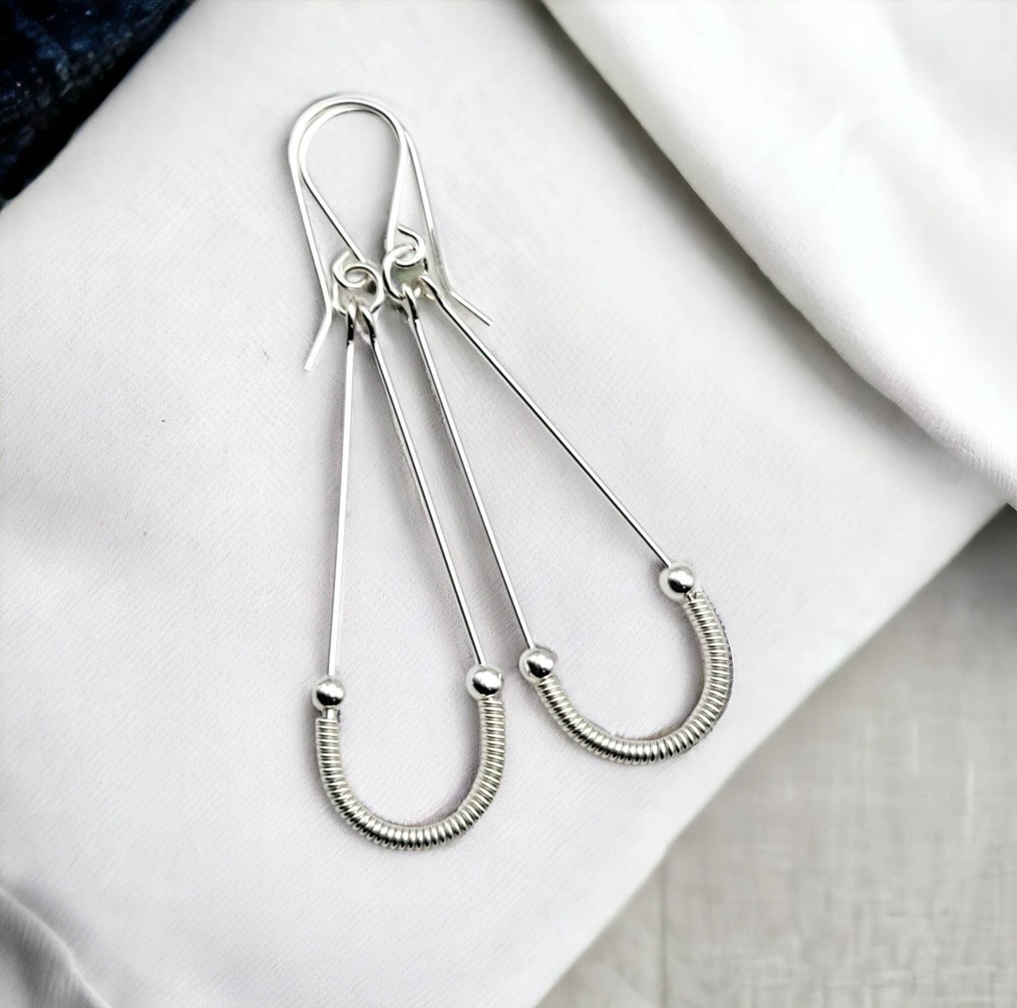 Modern Sterling Silver Coil Hoop Earrings