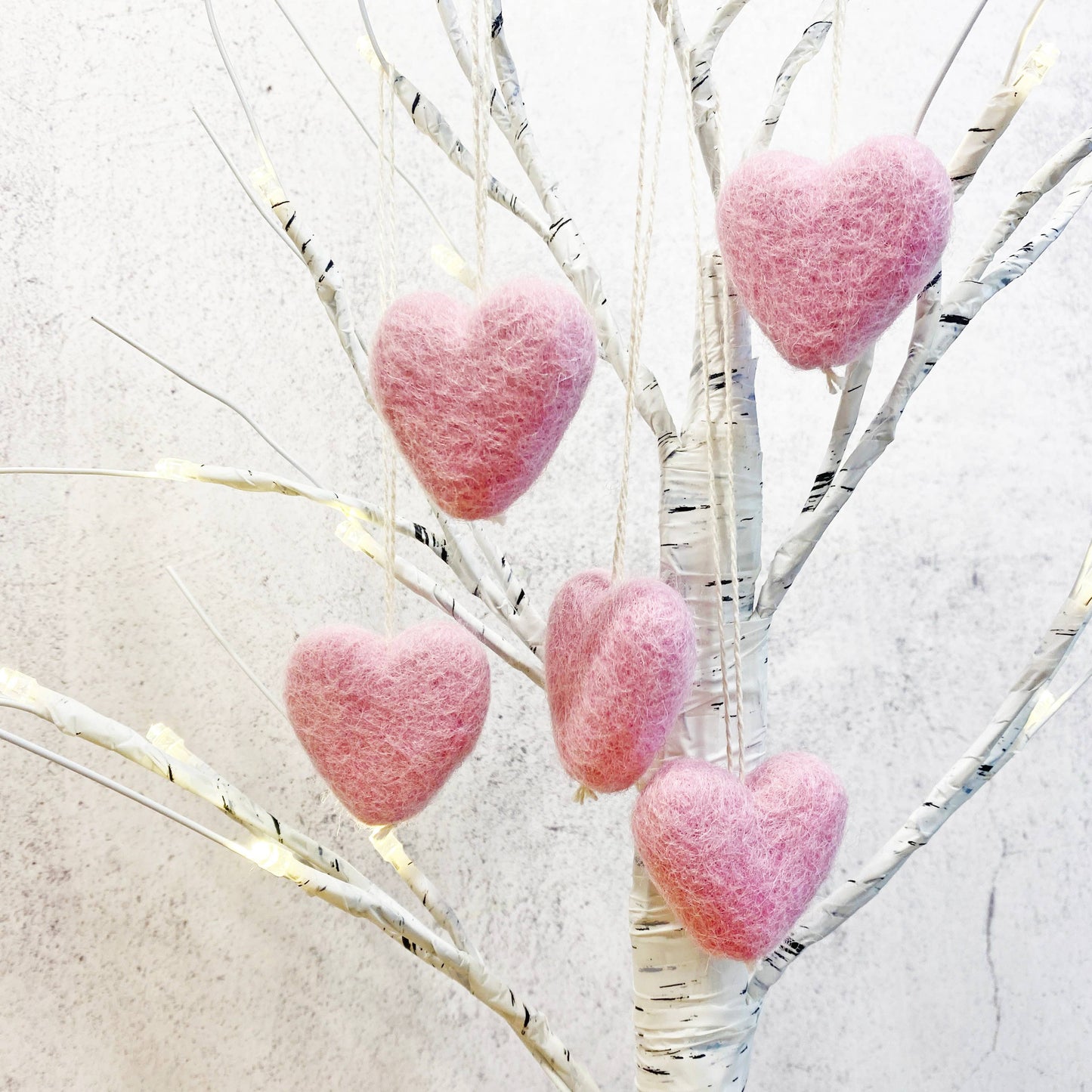 Felt Heart Ornament Singles Baby Pink