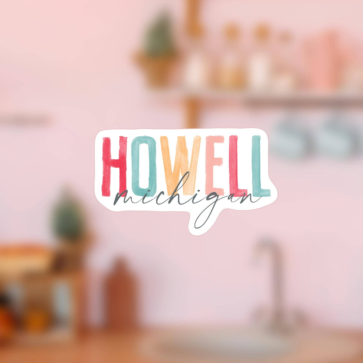 Vinyl Magnet-Watercolor City Howell Michigan