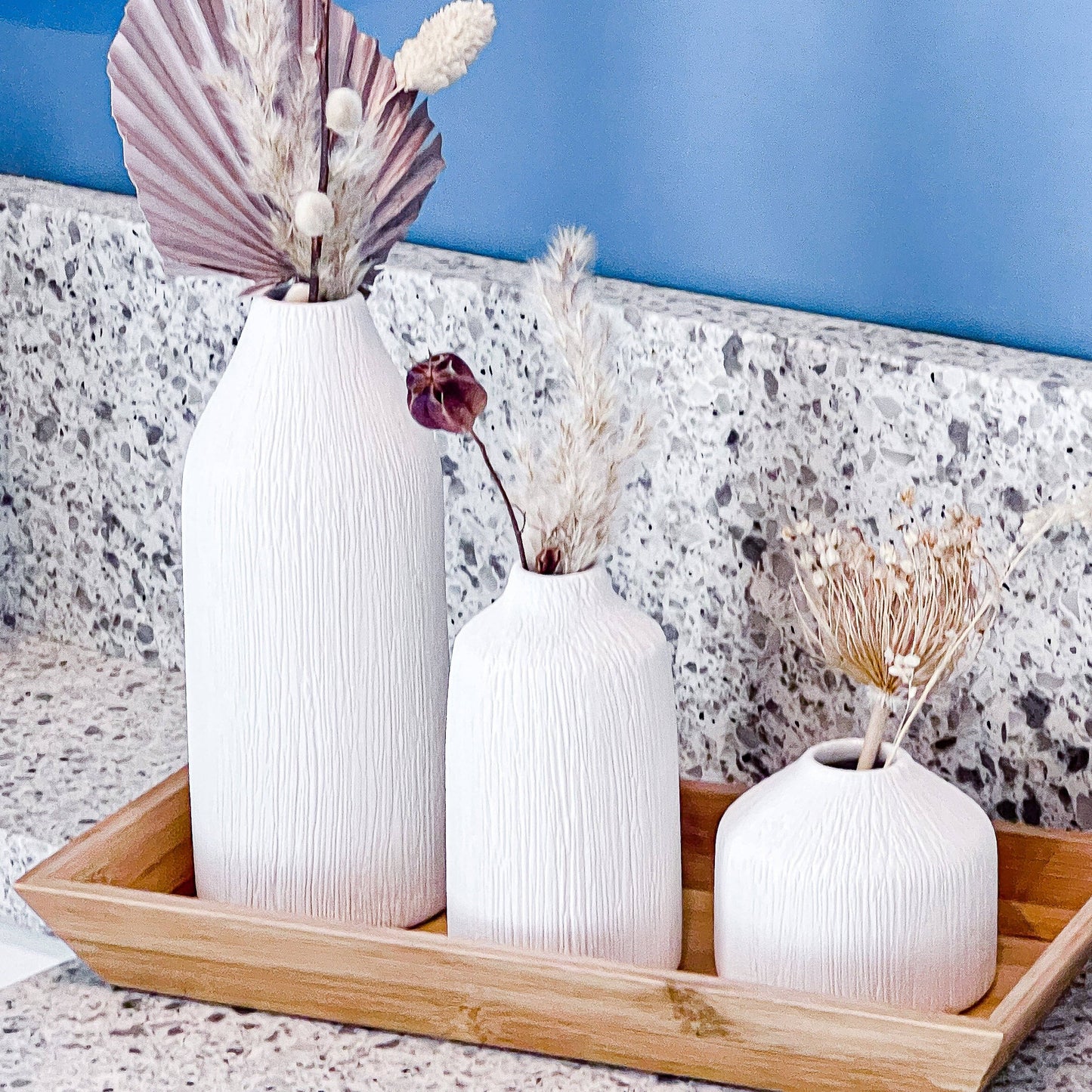 Boho Ceramic Bud Vase - White (Set of 3)