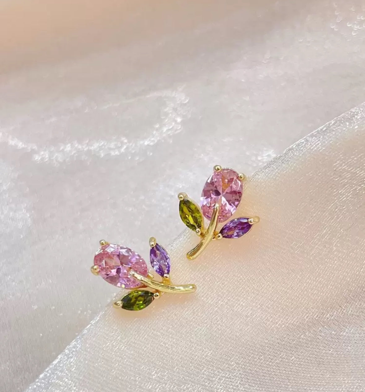 Cubic Zirconia Tulip Earrings