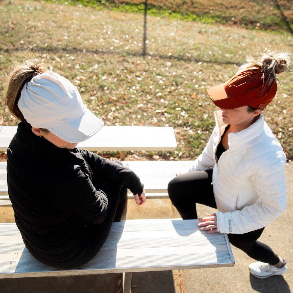 Adjustable High Ponytail Running Hat - Orange
