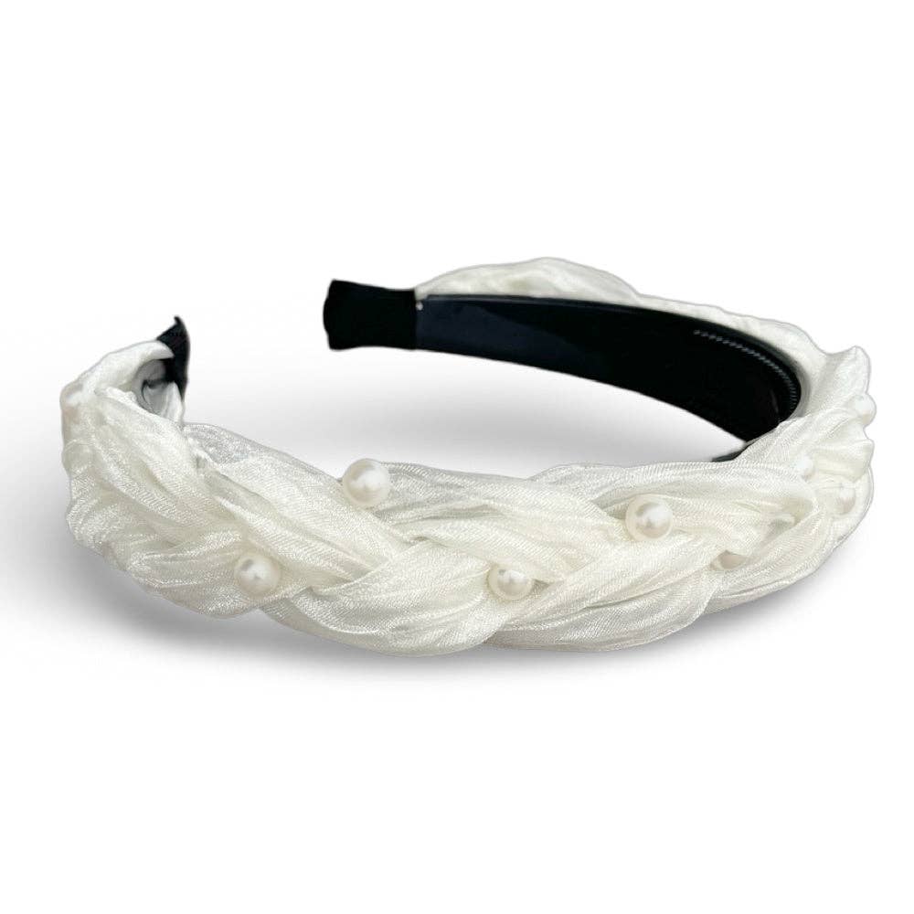 Blushing Braid Headband - Shimmery White Pearl | Gives Back