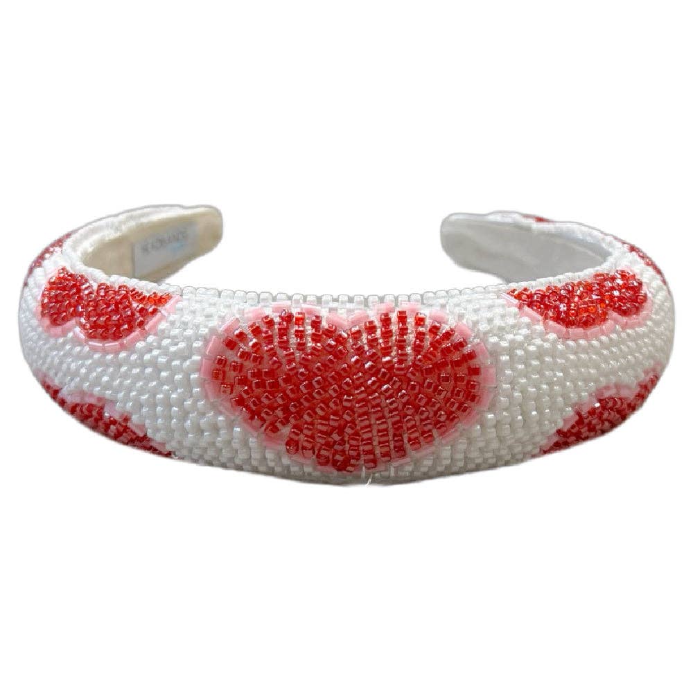 Traditional Headband - Beaded Hearts