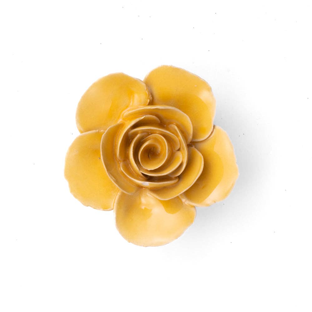 France Ceramic Flower Wall Art Yellow Ranunculus