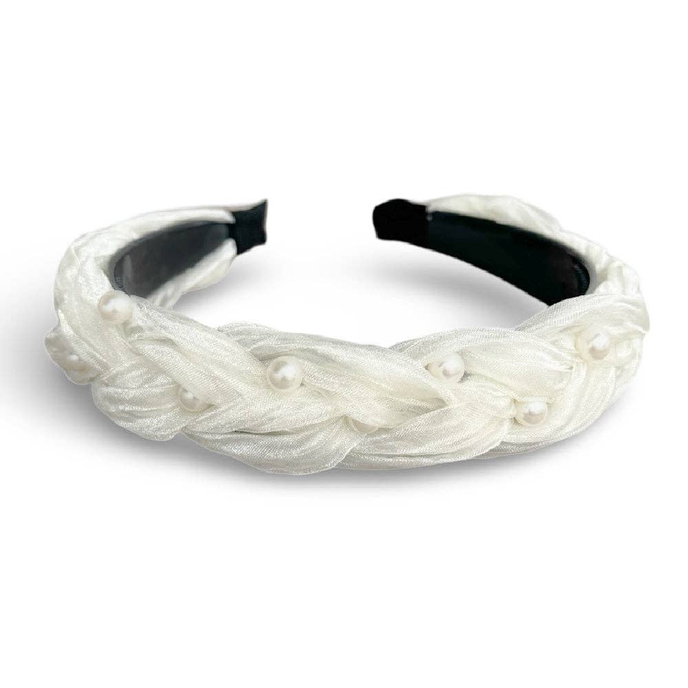 Blushing Braid Headband - Shimmery White Pearl | Gives Back