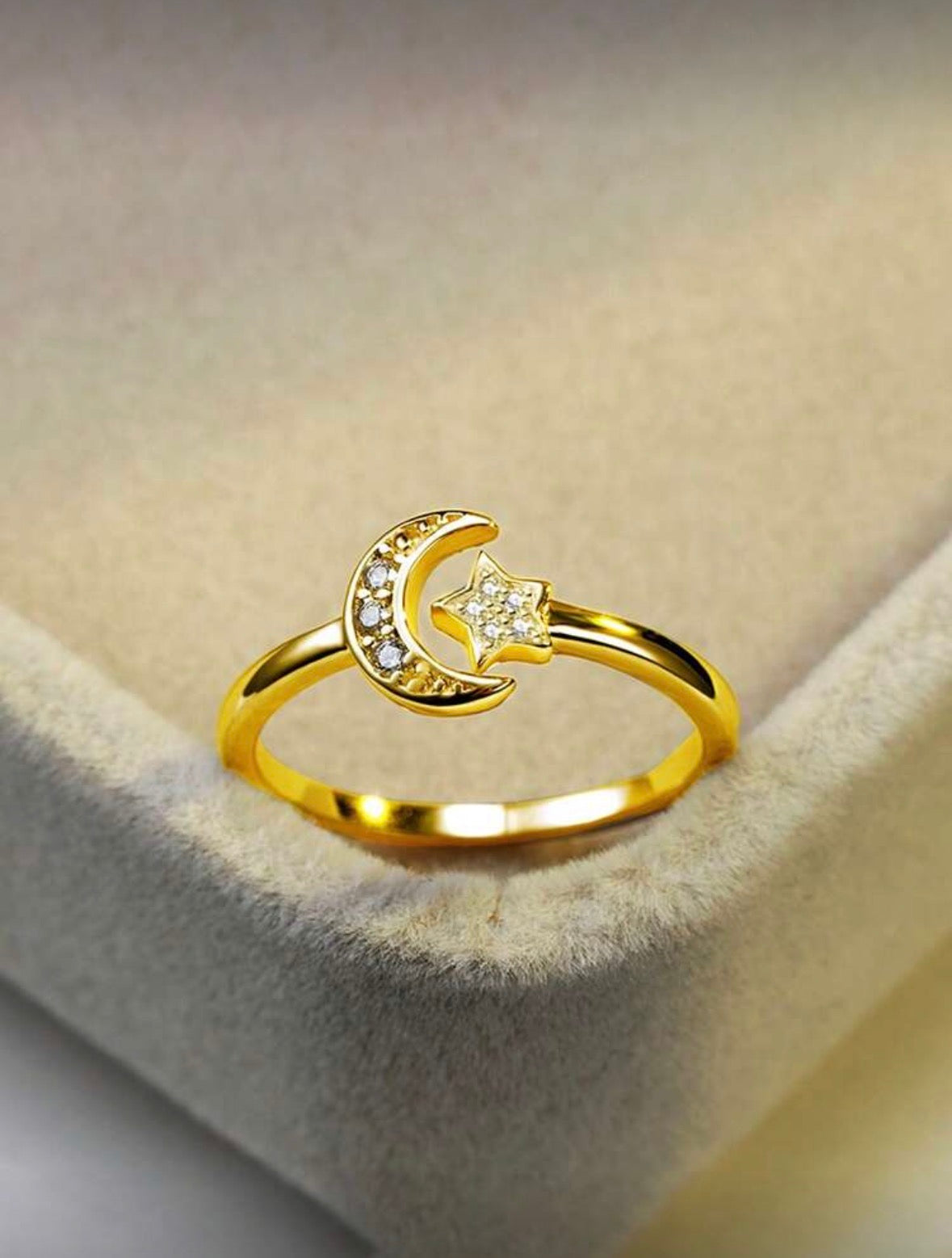 Sterling Silver Star Moon Ring