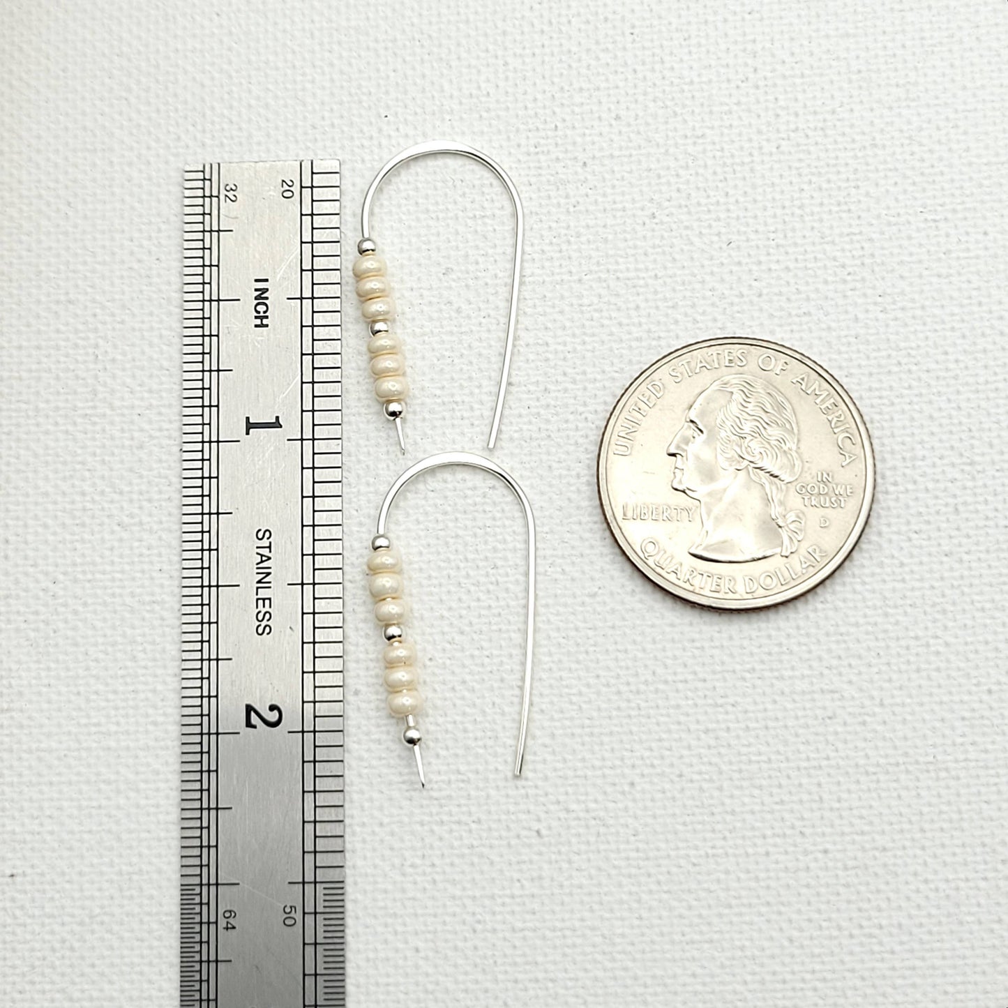 Sterling Silver Threader Earrings with Pearl Seed Beads