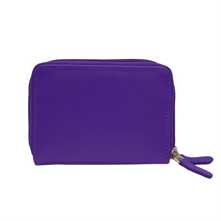 Leather Double Zip Accordion CC Holder W/ ID Window