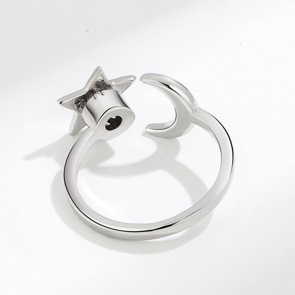 Moon Star Anxiety Fidget Spinner Ring in Solid Copper