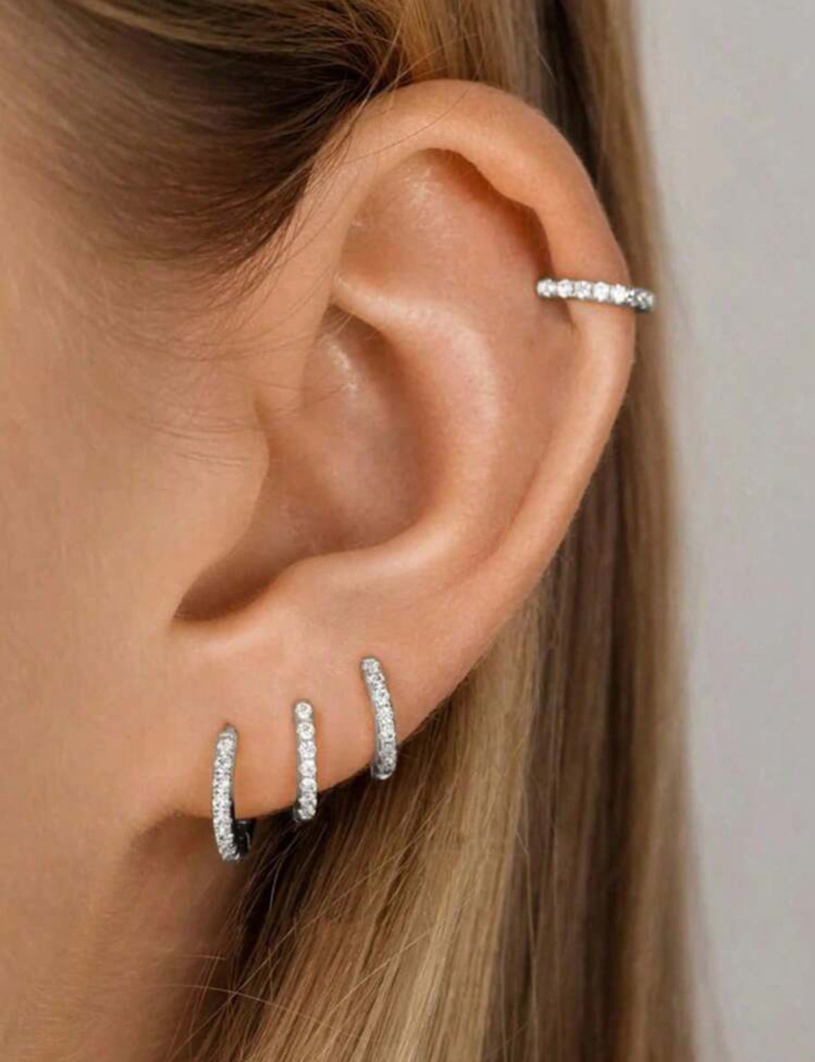 Simple Crystal Huggies Earrings