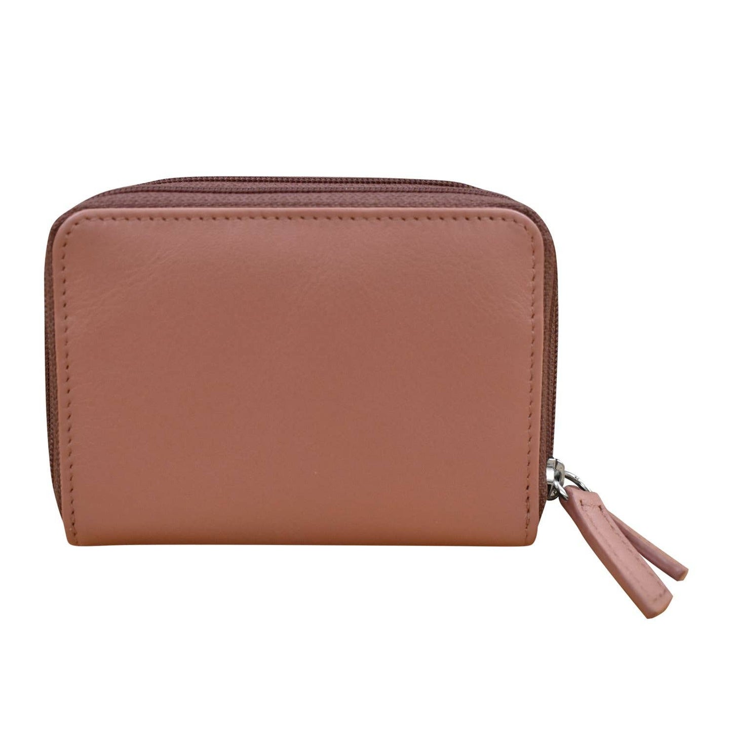 Leather Double Zip Accordion CC Holder W/ ID Window