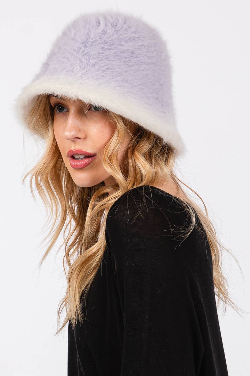 Gradient Color Fuzzy Bucket Hat