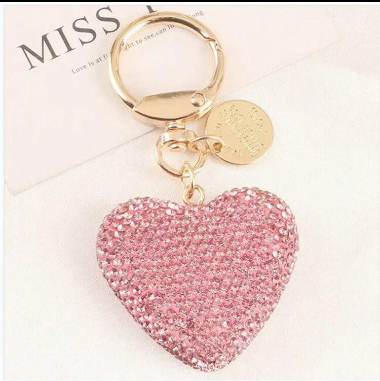 Sparkly Rhinestone Heart Keychain