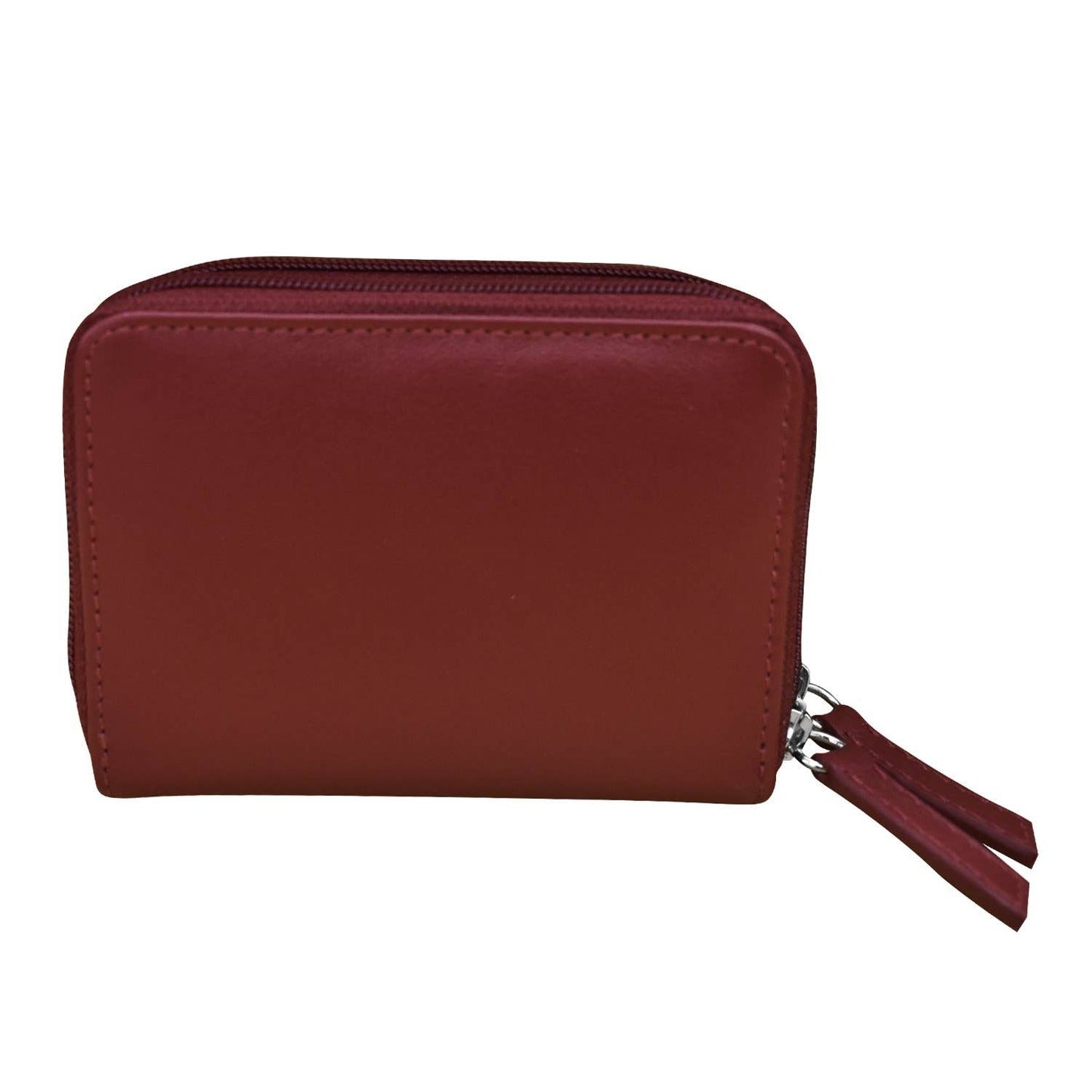 Leather Double Zip Accordion CC Holder W/ ID Window