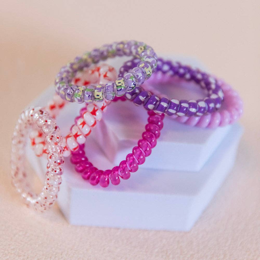 Hair Tie Set - Purple Prints