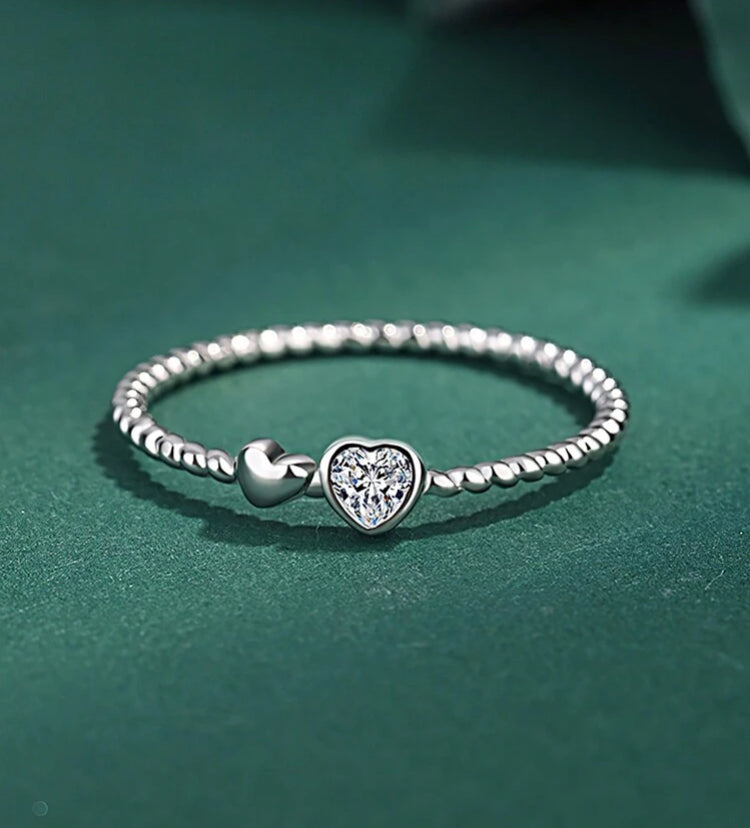 Double Heart Sterling Silver Ring