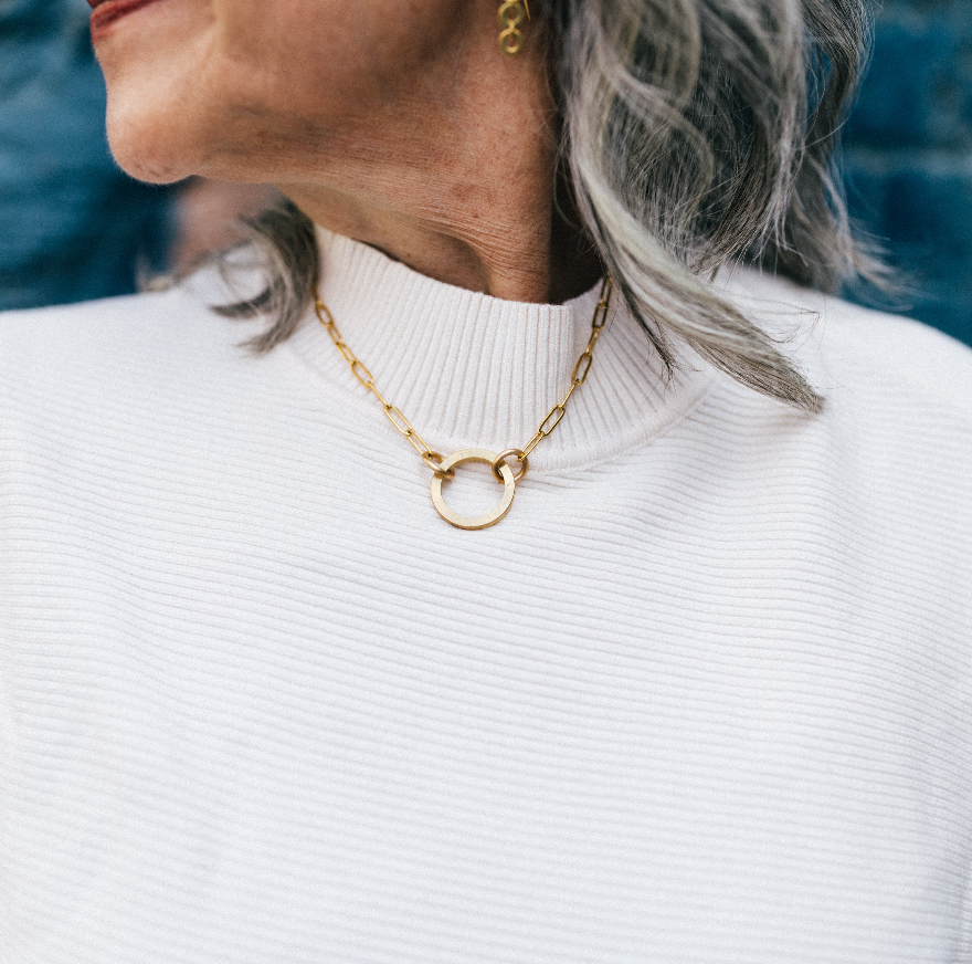 Linked Brass & 18K Gold Plated Necklace