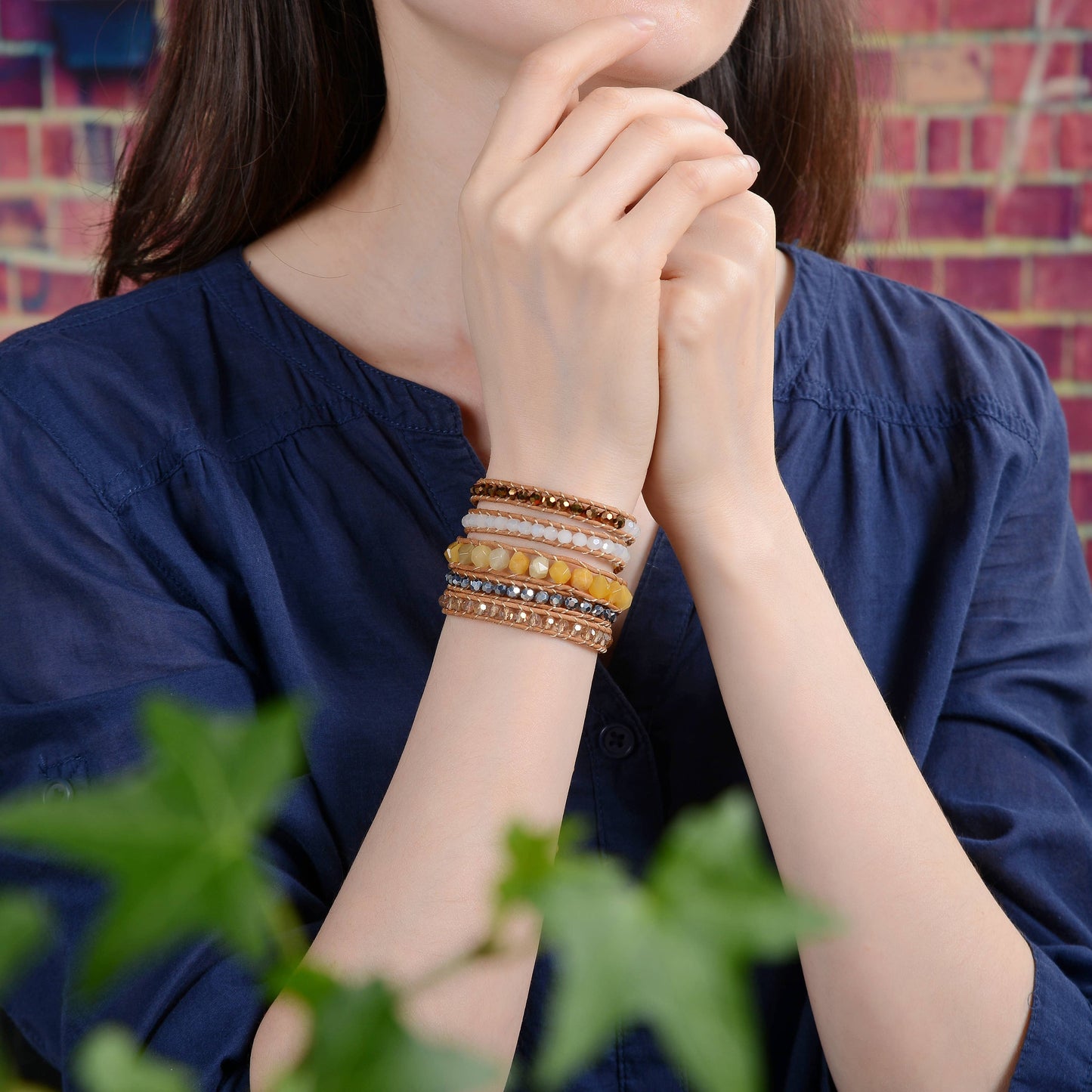 Bicone Multi-Stone Wrap Bracelets