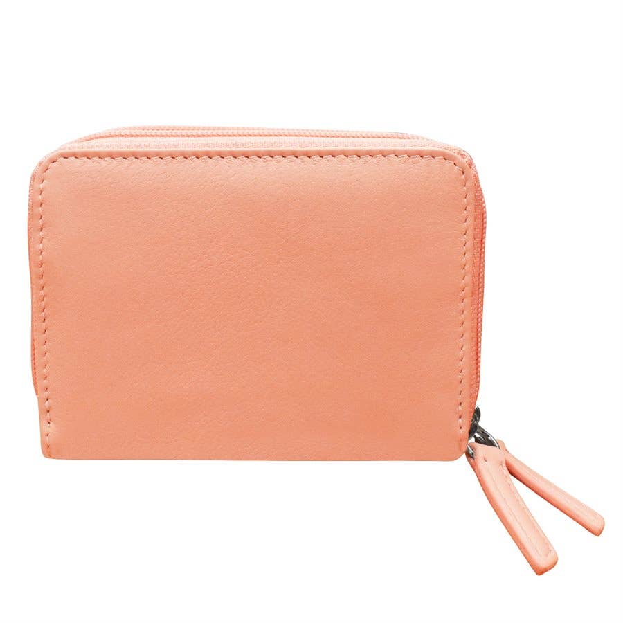 Leather Double Zip Accordion CC Holder W/ ID Window