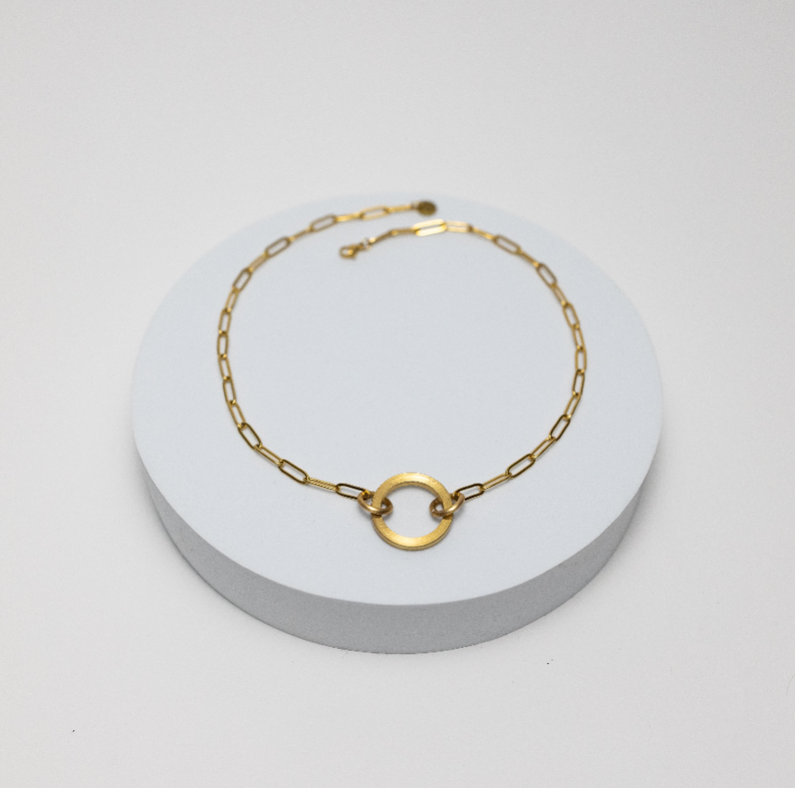 Linked Brass & 18K Gold Plated Necklace