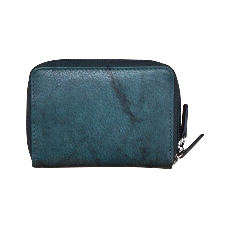 Leather Double Zip Accordion CC Holder W/ ID Window