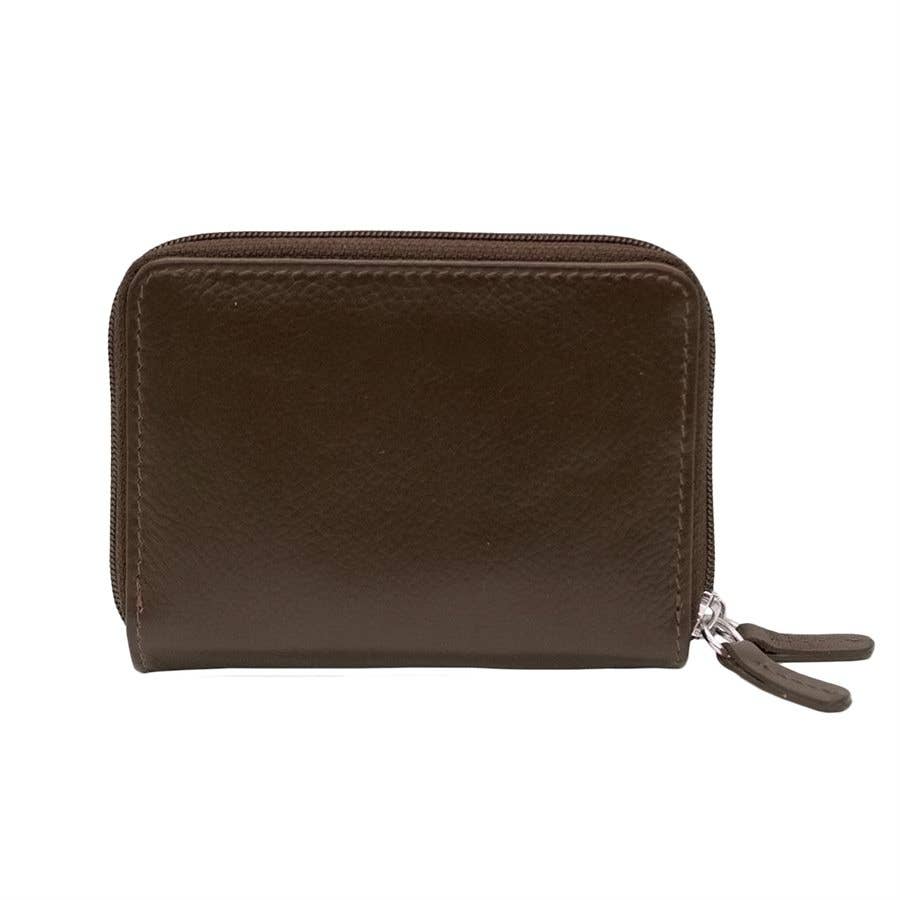 Leather Double Zip Accordion CC Holder W/ ID Window