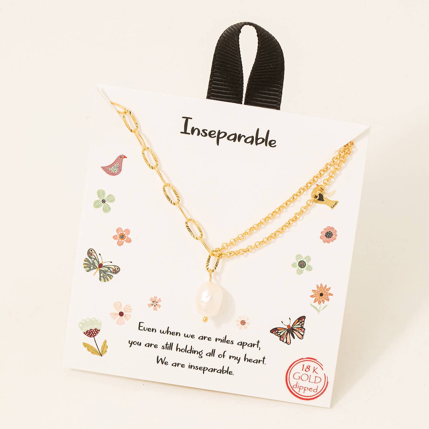 Gold Dipped Pearl Charm Chain Necklace