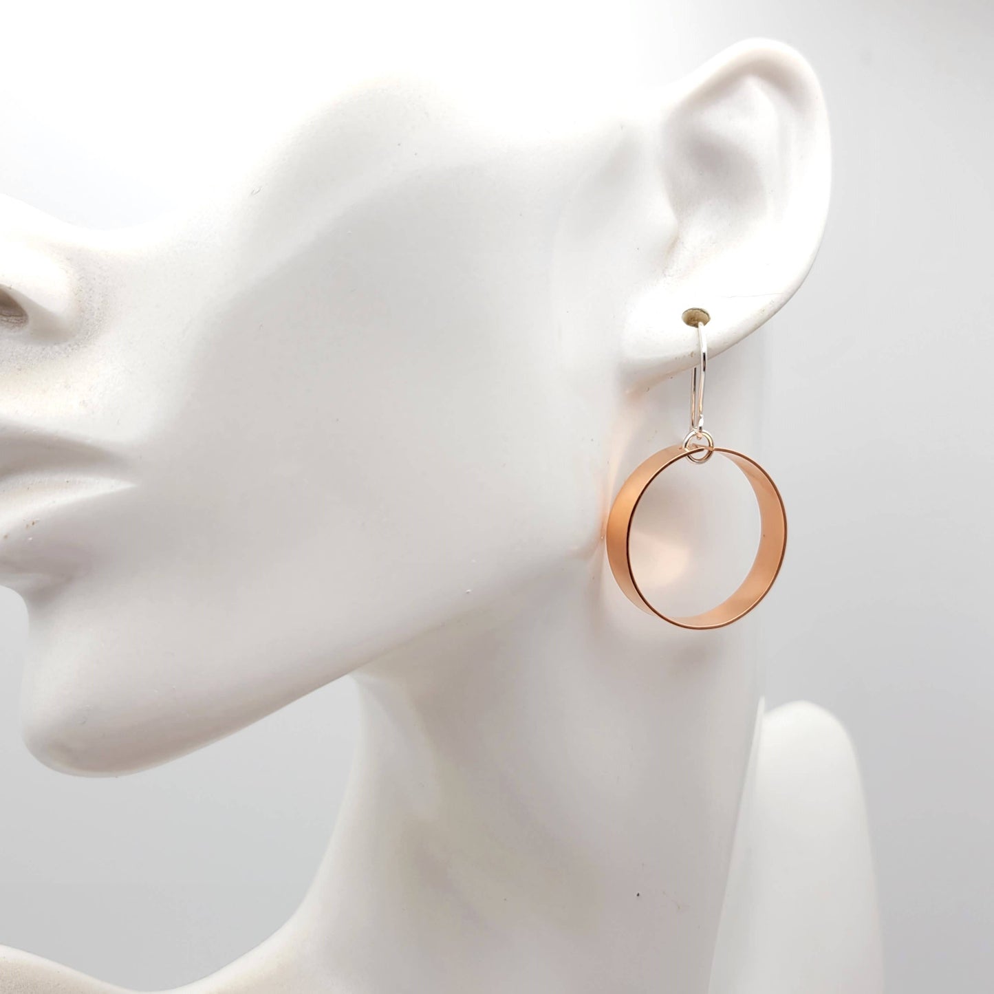 Shiny Copper Hoop Statement Earrings