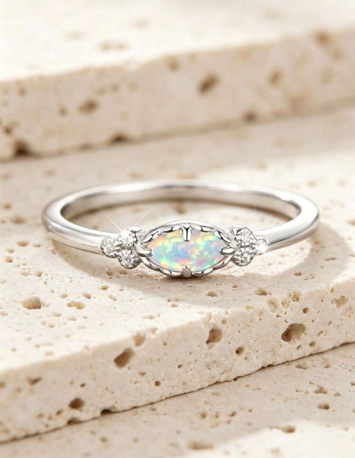 Opal Decor Sterling Silver Ring