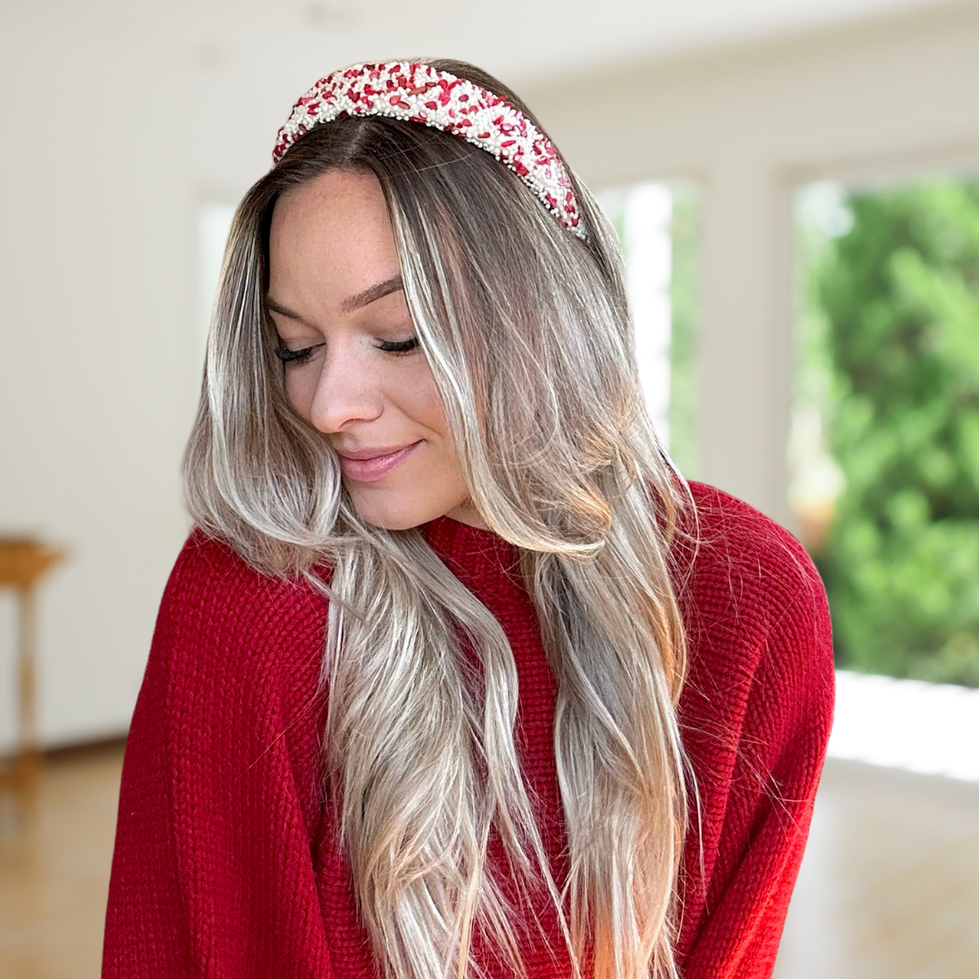 All That Glitters Headband - Red + White | Holiday
