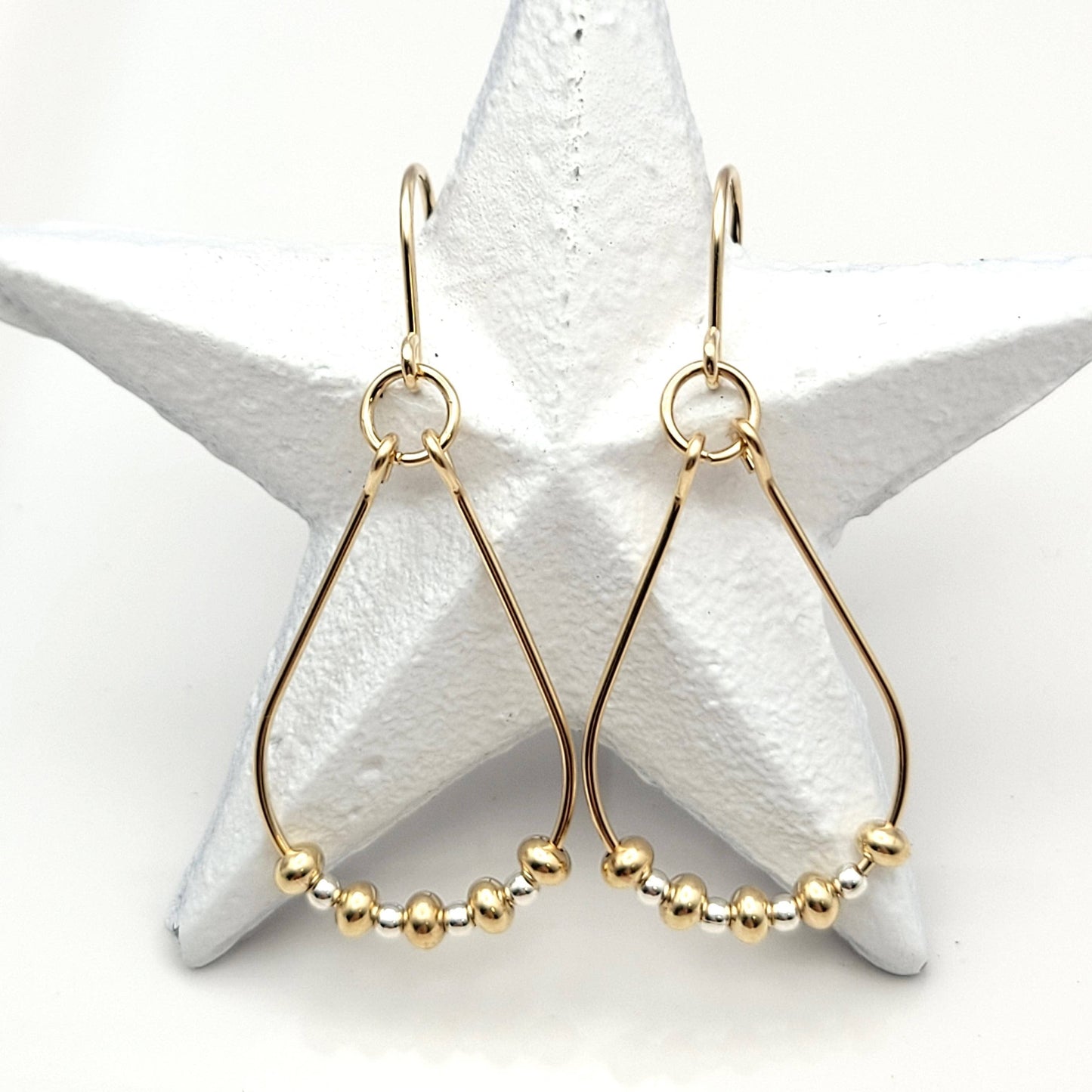 Gold & Silver Teardrop Hoop Earrings