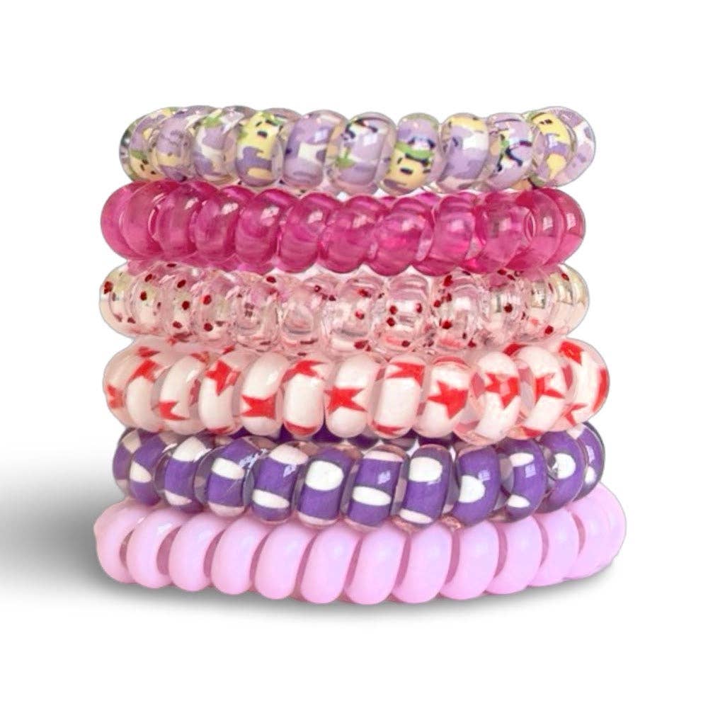 Hair Tie Set - Purple Prints