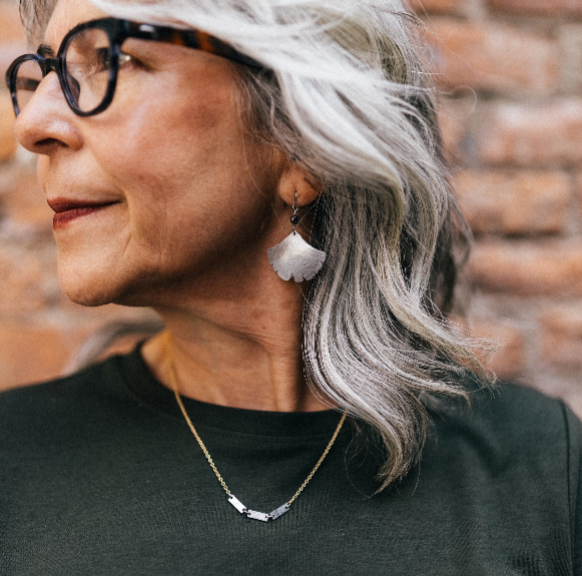 Resilience Ginko Leaf Earrings with Pearl