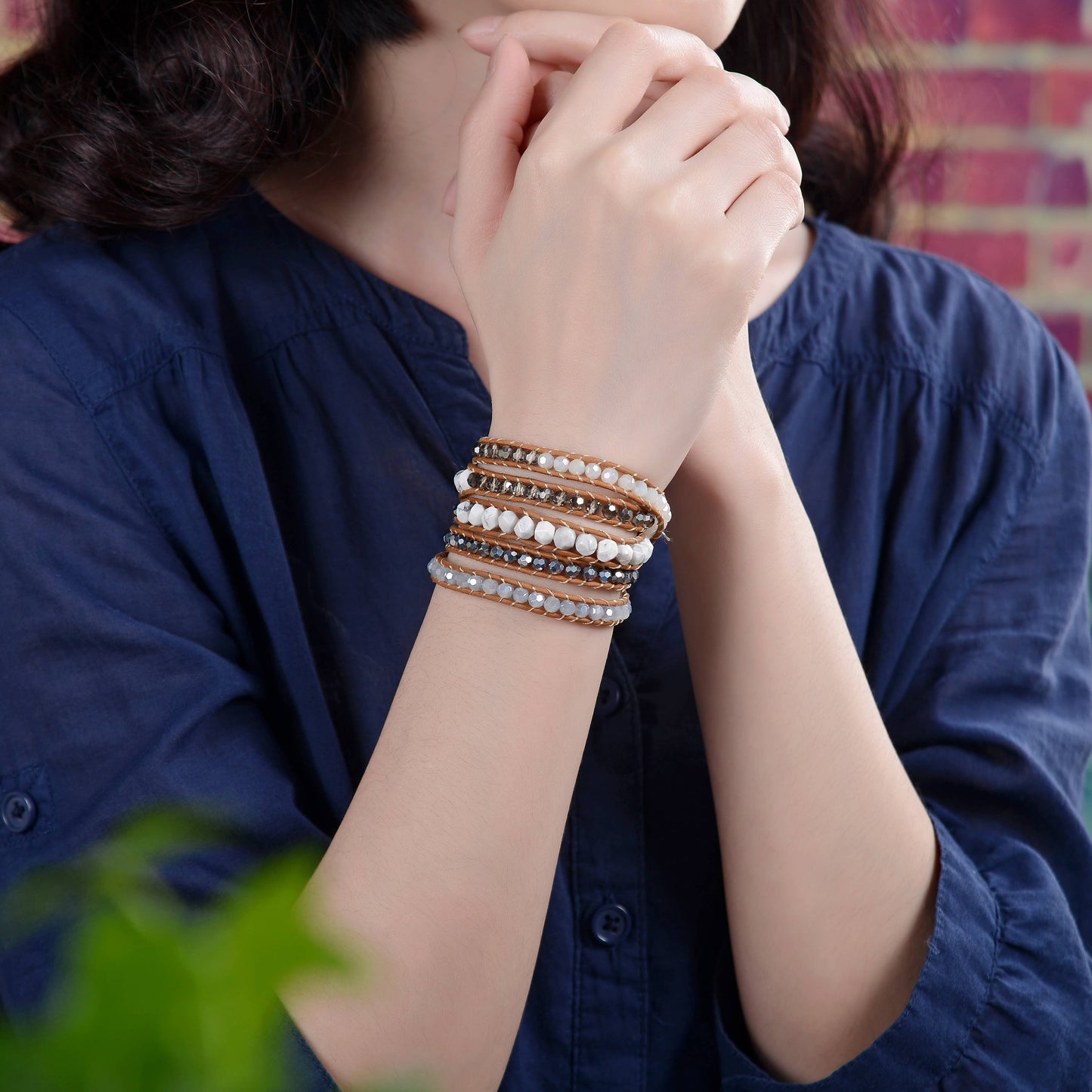 Bicone Multi-Stone Wrap Bracelets